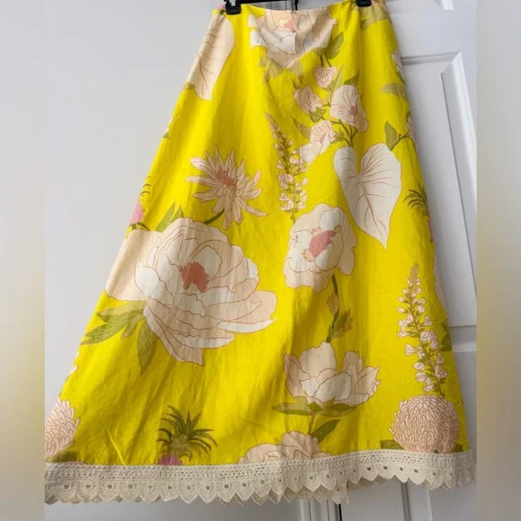 Farm Rio Garden Linen Blend Wrap Skirt, Size L - Picture 9 of 14